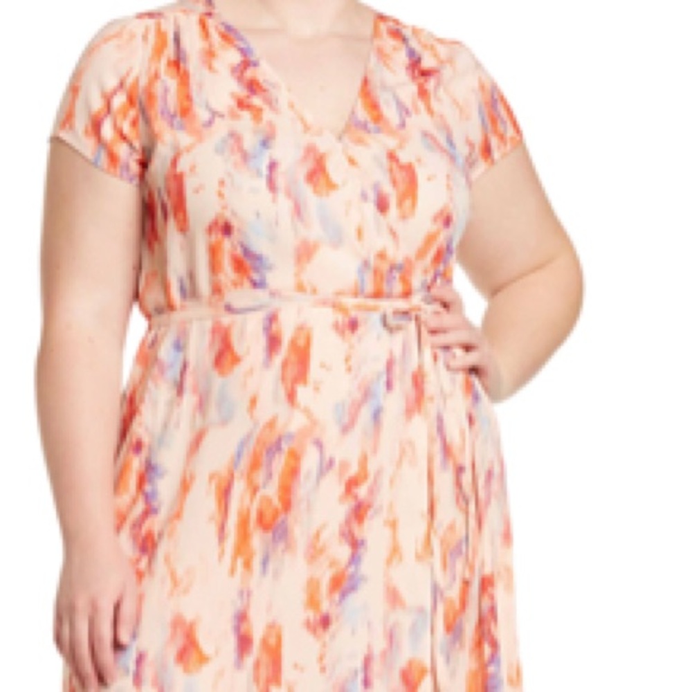 Halogen pink cloud wash wrap dress s: 2x